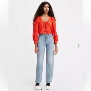 Levi’s High Waisted Baggy Straight Legged Light Wash Blue Jeans